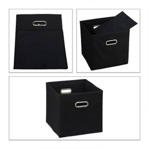 Lot de 2 boîtes de rangement noires Noir - Argenté - Métal - Papier - Textile - 33 x 32 x 33 cm