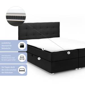 Boxspringbett Doppelbett Valbona Schwarz - Breite: 160 cm