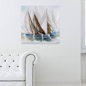 Acrylbild handgemalt Auf hoher See Braun - Massivholz - Textil - 80 x 80 x 4 cm