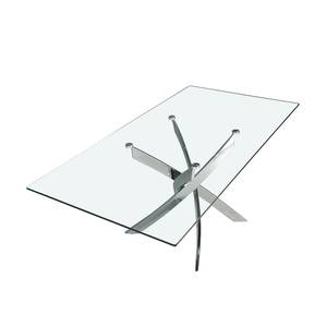 Table à manger courbée en acier et verre Métal - 140 x 75 x 95 cm