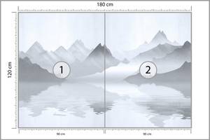 Fototapete BERGE Wasser Aquarell 180 x 120 x 120 cm