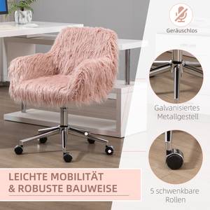 Bürostuhl mit Kunstpelz 921-548PK Pink - Textil - 60 x 85 x 57 cm