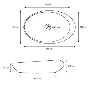 Waschbecken Ovalform 585x375x145 mm Weiß Weiß - Keramik - 38 x 15 x 59 cm