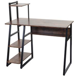 Schreibtisch mit Regal K68 Braun - Holzwerkstoff - Metall - 100 x 102 x 50 cm