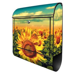 Briefkasten Stahl Sonnenblumen Schwarz - Metall - 38 x 46 x 13 cm