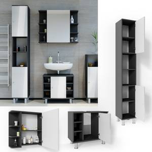 Mobilier de salle de bains Fynn Anthracite - Blanc brillant