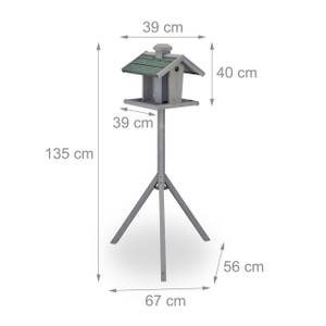 Vogelfutterhaus mit Ständer Grau - Grün - Holzwerkstoff - Kunststoff - 67 x 135 x 56 cm