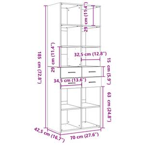 Highboard DE2543 Braun - Holzwerkstoff - 43 x 185 x 70 cm