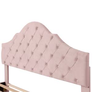 Polsterbett Mars Ⅵ Pink - Holzwerkstoff - Metall - Massivholz - Textil - Holzart/Dekor