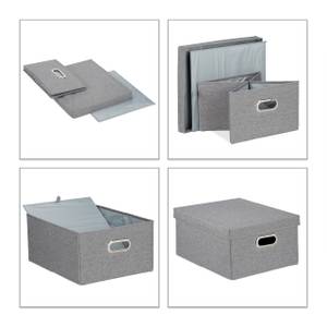 Aufbewahrungsbox mit Deckel 2er Set Grau - Metall - Papier - Textil - 35 x 21 x 42 cm