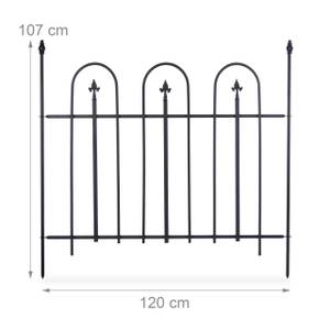 Gartenzaun Metall 4er Set GOTH Schwarz - Metall - 480 x 93 x 3 cm