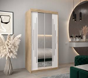 Armoire à portes coulissantes york 1 Imitation chêne de Sonoma - Blanc - Largeur : 100 cm - 2 porte