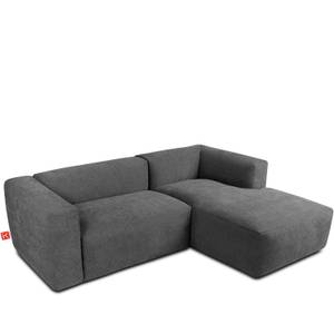 Ecksofa BUFFO 4-Sitzer Aschgrau - Breite: 237 cm - Armlehne beidseitig montierbar - Ecke davorstehend rechts - Ottomane davorstehend rechts