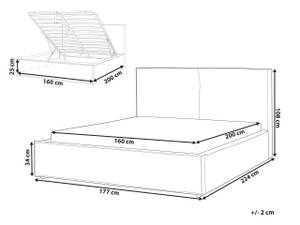 Doppelbett MOISSAC Schwarz - Grau - Hellgrau - Breite: 177 cm