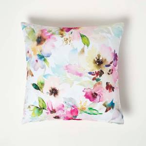 Gartenkissen Aquarell-Blumen 2er-Set Pink - Textil - 45 x 7 x 45 cm