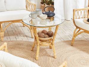 Sitzgruppe SIBARI 4-tlg Beige - Blau - Weiß - Rattan - 123 x 81 x 75 cm