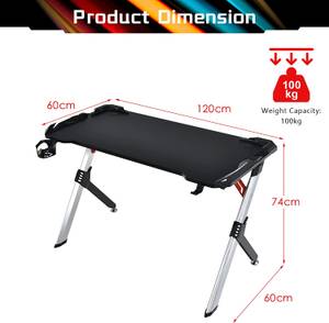 ergonomischer Gaming Tisch Schwarz - Holzwerkstoff - Metall - 60 x 77 x 120 cm