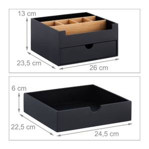 Organiseur de bureau en noir Noir - Marron - Bambou - 26 x 13 x 24 cm