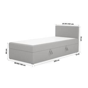 Einzelbett Torria Mini Basic Grau - Breite: 100 cm - Bettkasten rechts