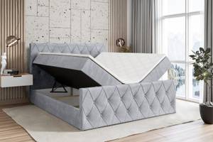 Boxspringbett - AMAY Schiefergrau - Breite: 140 cm - H3