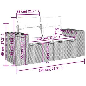 Gartensitzgruppe K2067(9-tlg) Grau - Massivholz - 69 x 62 x 62 cm