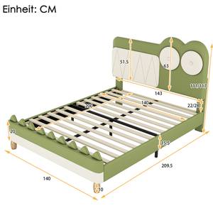 Kinderbett WENG AGB5 Grün - Holzwerkstoff - Massivholz - 144 x 117 x 210 cm