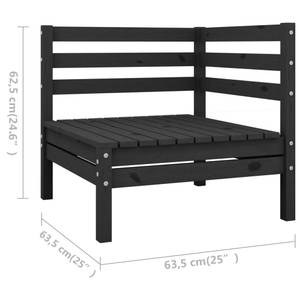 Ensemble de salon de jardin Noir - Bois massif - Bois/Imitation - 64 x 29 x 64 cm