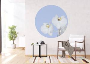 selbstklebende runde Tapete Blumen Blau - Naturfaser - Textil - 140 x 140 x 140 cm