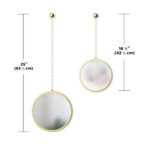 Jeu de 3 miroirs ronds suspendus métal d Acier / Aluminium - Doré