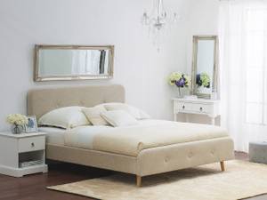 Lit double RENNES Beige - Crème - Chêne clair - 151 x 112 cm