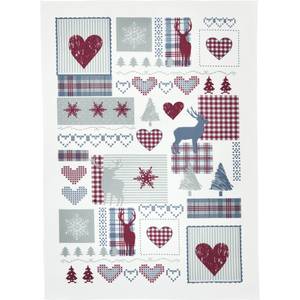 Geschirrtuch 4er-Pack 133104 Grau - Rot - Textil - 50 x 1 x 70 cm