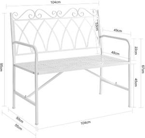 Banc de Jardin OGT45-W Blanc - Métal - 104 x 95 x 55 cm