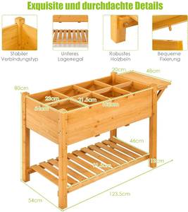 Hochbeet Pflanzkübel 8 Fächer Braun - Holzwerkstoff - 54 x 80 x 124 cm