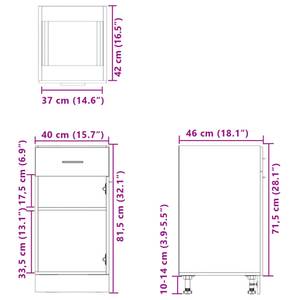 Schubunterschrank 3016496-3 Eiche Sonoma Dekor - 46 x 81 x 40 cm