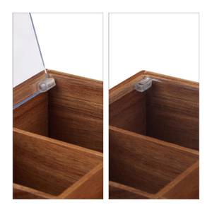 Teebox Holz mit 6 Fächern Braun - Holzwerkstoff - Kunststoff - 22 x 10 x 21 cm