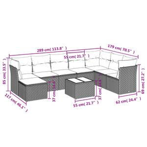 Gartensitzgruppe K1184(9-tlg) Schwarz - Massivholz - 69 x 62 x 55 cm