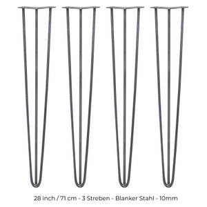 4 x 3 Streben Hairpin-Tischbeine 71cm Metall - 1 x 71 x 1 cm