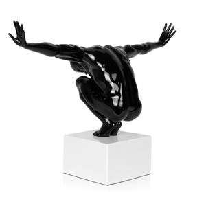 Harz-Skulptur Kleine Balance Schwarz - 44 x 32 x 21 cm