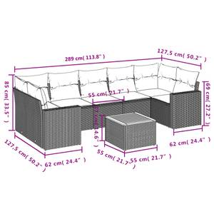 Gartensitzgruppe K2039(8-tlg) Schwarz - Massivholz - 69 x 62 x 62 cm