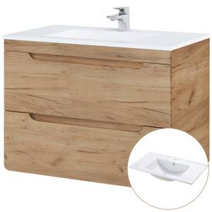 Bademöbel Komplett Set Wotaneiche 180cm Braun - Holzwerkstoff - 180 x 200 x 46 cm