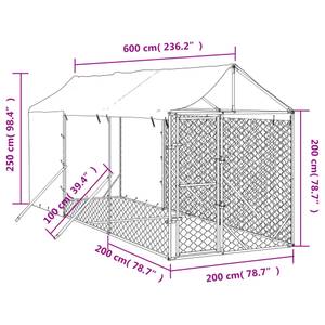 Outdoor Hundezwinger  3190491 Silber - Metall - 600 x 250 x 200 cm