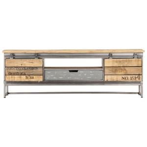 TV-Schrank 286533 Grau - Metall - Massivholz - Holzart/Dekor - 120 x 40 x 30 cm