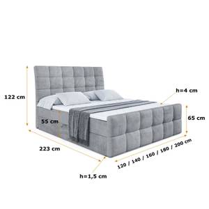 Boxspringbett BRUGO-Z Grau - Breite: 180 cm - H4