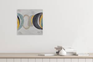 Acrylbild handgemalt Lunar Phases Grau - Massivholz - Textil - 40 x 40 x 4 cm