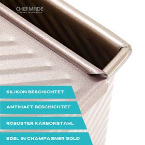 CHEFMADE 21cm Toastbackform mit Deckel Gold - Metall - 22 x 13 x 13 cm