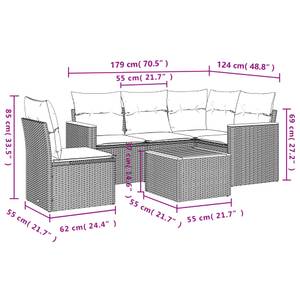 Gartensitzgruppe K5231(6-tlg) Schwarz - Massivholz - 69 x 62 x 62 cm