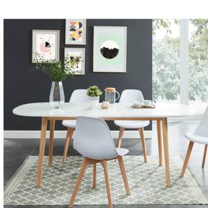 Table à manger Gurra Blanc - En partie en bois massif - 160 x 75 x 80 cm