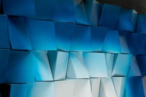 Tableau 3D Brillance et profondeur Bleu - Blanc - Matière plastique - En partie en bois massif - 75 x 75 x 7 cm