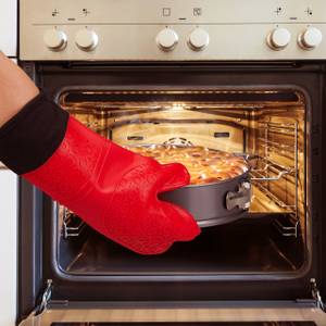 2x paires de gants pour four rouges Noir - Rouge