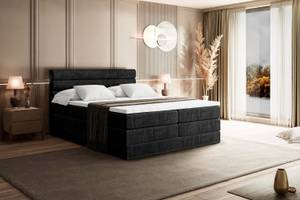 Boxspringbett CELESTIA KING Schwarz - Breite: 180 cm